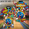 BlueJose Bowling And Pins Expressive Mascot Character Strike Comic Pop Art Pins Graphic Customized Name, Team Name 3D Shirt (4 Colors)