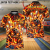 BlueJose Bowling And Pins Flaming Magma Monster Customized Name, Team Name 3D Shirt (4 Colors)