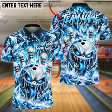 BlueJose Bowling And Pins Crystal Lightning Monster Customized Name, Team Name 3D Shirt (4 Colors)