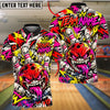 BlueJose Bowling And Pins Colorful Graffiti Monster Customized Name, Team Name 3D Shirt (4 Colors)