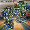 BlueJose Bowling And Pins Punk Skull Graffiti Monster Customized Name, Team Name 3D Shirt (4 Colors)