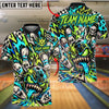 BlueJose Bowling And Pins Punk Skull Graffiti Monster Customized Name, Team Name 3D Shirt (4 Colors)