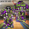 BlueJose Bowling And Pins Punk Skull Graffiti Monster Customized Name, Team Name 3D Shirt (4 Colors)
