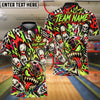 BlueJose Bowling And Pins Punk Skull Graffiti Monster Customized Name, Team Name 3D Shirt (4 Colors)