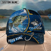 BlueJose Fishing Navy Bright Hook Personalized Name Classic 3D Cap Personalized Cap (13 Breeds)