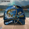 BlueJose Fishing Navy Bright Hook Personalized Name Classic 3D Cap Personalized Cap (13 Breeds)