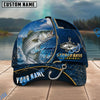 BlueJose Fishing Navy Bright Hook Personalized Name Classic 3D Cap Personalized Cap (13 Breeds)