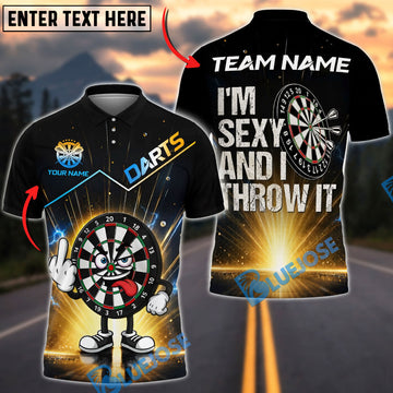 BlueJose Darts Cartoon Dartboard Middle Finger And I’m Sexy And I Throw It Personalized Name Shirt