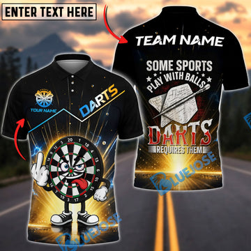 BlueJose Darts Cartoon Dartboard Middle Finger And Some Sports Play With Balls Personalized Name Shirt