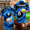 BlueJose Billiards Flaming Black 8 Ball And Golden 9 Ball Yinyang Double Personalized Name Shirt (4 Colors)