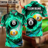 BlueJose Billiards Flaming Black 8 Ball And Golden 9 Ball Yinyang Double Personalized Name Shirt (4 Colors)