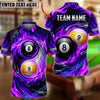 BlueJose Billiards Flaming Black 8 Ball And Golden 9 Ball Yinyang Double Personalized Name Shirt (4 Colors)