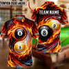 BlueJose Billiards Flaming Black 8 Ball And Golden 9 Ball Yinyang Double Personalized Name Shirt (4 Colors)