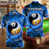 BlueJose Billiards Flaming Black 8 Ball And Golden 9 Ball Yinyang Personalized Name Shirt (4 Colors)