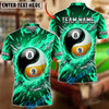 BlueJose Billiards Flaming Black 8 Ball And Golden 9 Ball Yinyang Personalized Name Shirt (4 Colors)