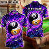 BlueJose Billiards Flaming Black 8 Ball And Golden 9 Ball Yinyang Personalized Name Shirt (4 Colors)
