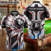 BlueJose Billiards Silver Metallic 8 Ball And Geometric Pattern Personalized Name Shirt (4 Colors)