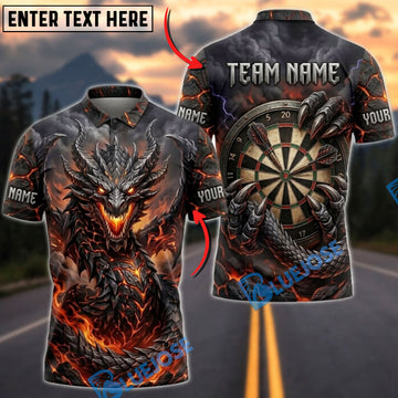 BlueJose Darts Thunder Magma Dragon Lightning Dartboard Personalized Name, Team Name Unisex Shirt (4 Colors)