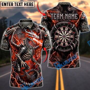 BlueJose Darts Electric Dragon Skull Warrior Dartboard Personalized Name, Team Name Unisex Shirt (4 Colors)