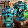 BlueJose Billiards Flaming Crystal Skull And Black 8 Ball Personalized Name Shirt (4 Colors)