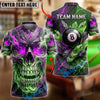 BlueJose Billiards Flaming Crystal Skull And Black 8 Ball Personalized Name Shirt (4 Colors)
