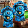 BlueJose Billiards Double Flaming 9 Ball And 8 Ball Yinyang Personalized Name Shirt (4 Colors)