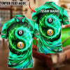 BlueJose Billiards Double Flaming 9 Ball And 8 Ball Yinyang Personalized Name Shirt (4 Colors)