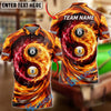 BlueJose Billiards Double Flaming 9 Ball And 8 Ball Yinyang Personalized Name Shirt (4 Colors)
