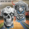 BlueJose Bowling And Pins White Skull And Metallic Flame Customized Name, Team Name 3D Shirt (4 Colors)