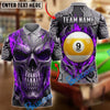 BlueJose Billiards Flaming Skull And Golden 9 Ball Personalized Name Shirt (4 Colors)