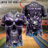 BlueJose Bowling And Pins Chrome Skull Mechanical Gear Dartboard Customized Name, Team Name 3D Shirt (4 Colors)