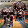 BlueJose Bowling And Pins Chrome Skull Mechanical Gear Dartboard Customized Name, Team Name 3D Shirt (4 Colors)