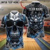 BlueJose Bowling And Pins Dark Flame Skull Mechanical Gear Dartboard Customized Name, Team Name 3D Shirt (4 Colors)