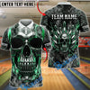 BlueJose Bowling And Pins Dark Flame Skull Mechanical Gear Dartboard Customized Name, Team Name 3D Shirt (4 Colors)