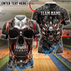 BlueJose Bowling And Pins Dark Flame Skull Mechanical Gear Dartboard Customized Name, Team Name 3D Shirt (4 Colors)