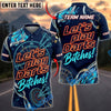 BlueJose Darts Let's Play Darts Bitches Orange Blue Swirl Pattern Personalized Name, Team Name Unisex Shirt (4 Colors)