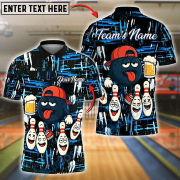 BlueJose Bowling And Pins Funny Beer Customized Name, Team Name 3D Shirt (4 Colors)