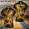 BlueJose Bowling And Pins Fire Thunder Storm Customized Name, Team Name 3D Shirt (6 Colors)