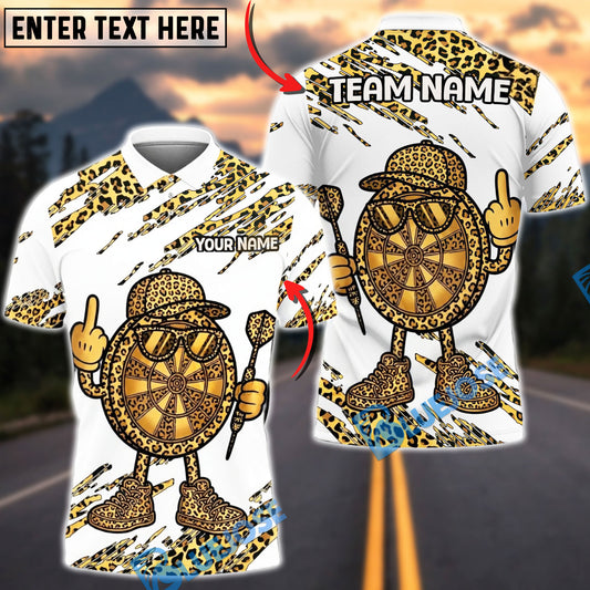 BlueJose Darts Leopard Cartoon Character Design Multicolor Options Personalized Name Shirt (6 Colors)