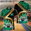 BlueJose Bowling & Pins Gold Diagonal Stripe Leopard Pattern Customized Name, Team Name 3D Shirt (4 Colors)