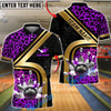 BlueJose Bowling & Pins Gold Diagonal Stripe Leopard Pattern Customized Name, Team Name 3D Shirt (4 Colors)