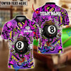 BlueJose Billiards Ball 8 Pool Graffiti Pattern Personalized Name Shirt (4 Colors)
