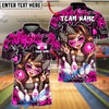 BlueJose Bowling And Pins Cute Leopard Girl Strike Graffiti Style Customized Name, Team Name 3D Shirt (6 Colors)