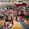 BlueJose Bowling And Pins Monkey Graffiti Customized Name, Team Name 3D Shirt (4 Colors)
