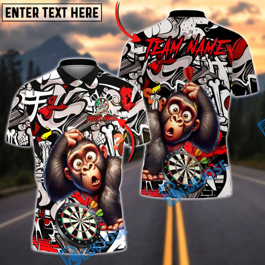 BlueJose Darts Monkey Graffiti Personalized Name, Team Name Unisex Shirt (4 Colors)