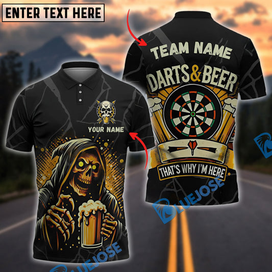 BlueJose Darts Skull Reaper Beer Customized Name, Team Name 3D Shirt