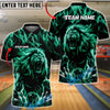 BlueJose Bowling And Pins Flame Lightning Lion Customized Name, Team Name 3D Shirt (6 Colors)