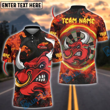BlueJose Darts Fire Bull Customized Name, Team Name 3D Shirt (4 Colors)