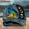 BlueJose Fishing Blue Marble Splash Design Personalized Name Classic 3D Cap Personalized Cap (13 Breeds)