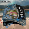 BlueJose Fishing Blue Marble Splash Design Personalized Name Classic 3D Cap Personalized Cap (13 Breeds)